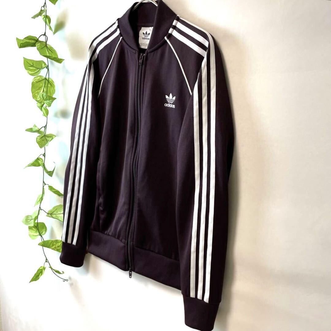 極美品/希少カラー/adidas アディダス トラックジャケット ジャージ ボルドーワインレッド えんじ メンズ Mサイズ SST トレフォイルロゴ_画像3