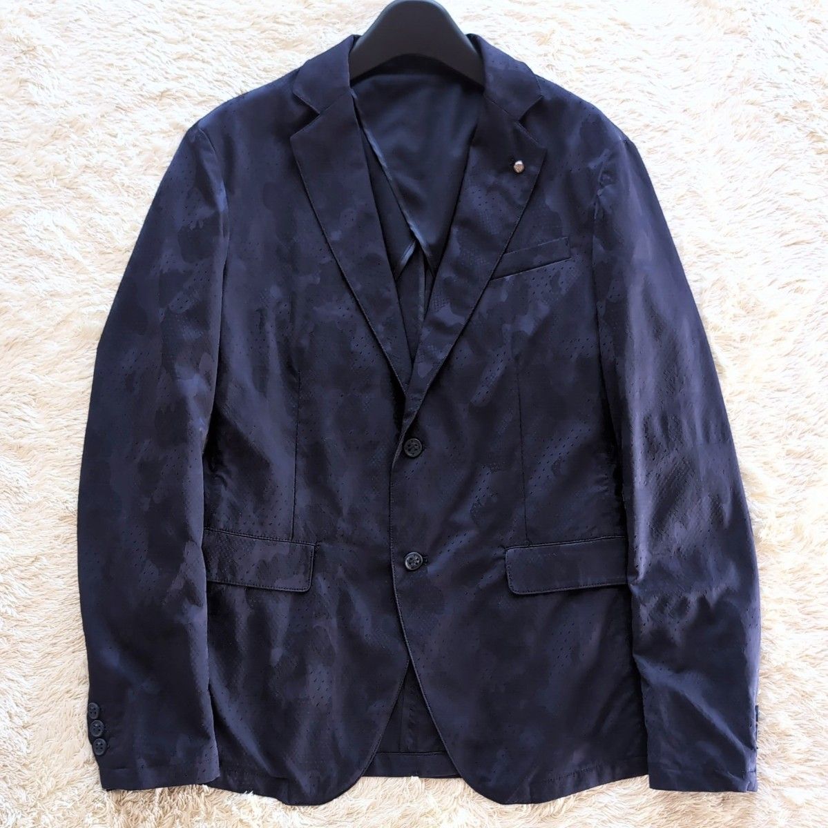 ZARA メンズ スーツ M相当 セットアップ 紺 ネイビー カモフラ ZARA メンズ スーツ M相当 セットアップ 紺 ネイビー カモフラ