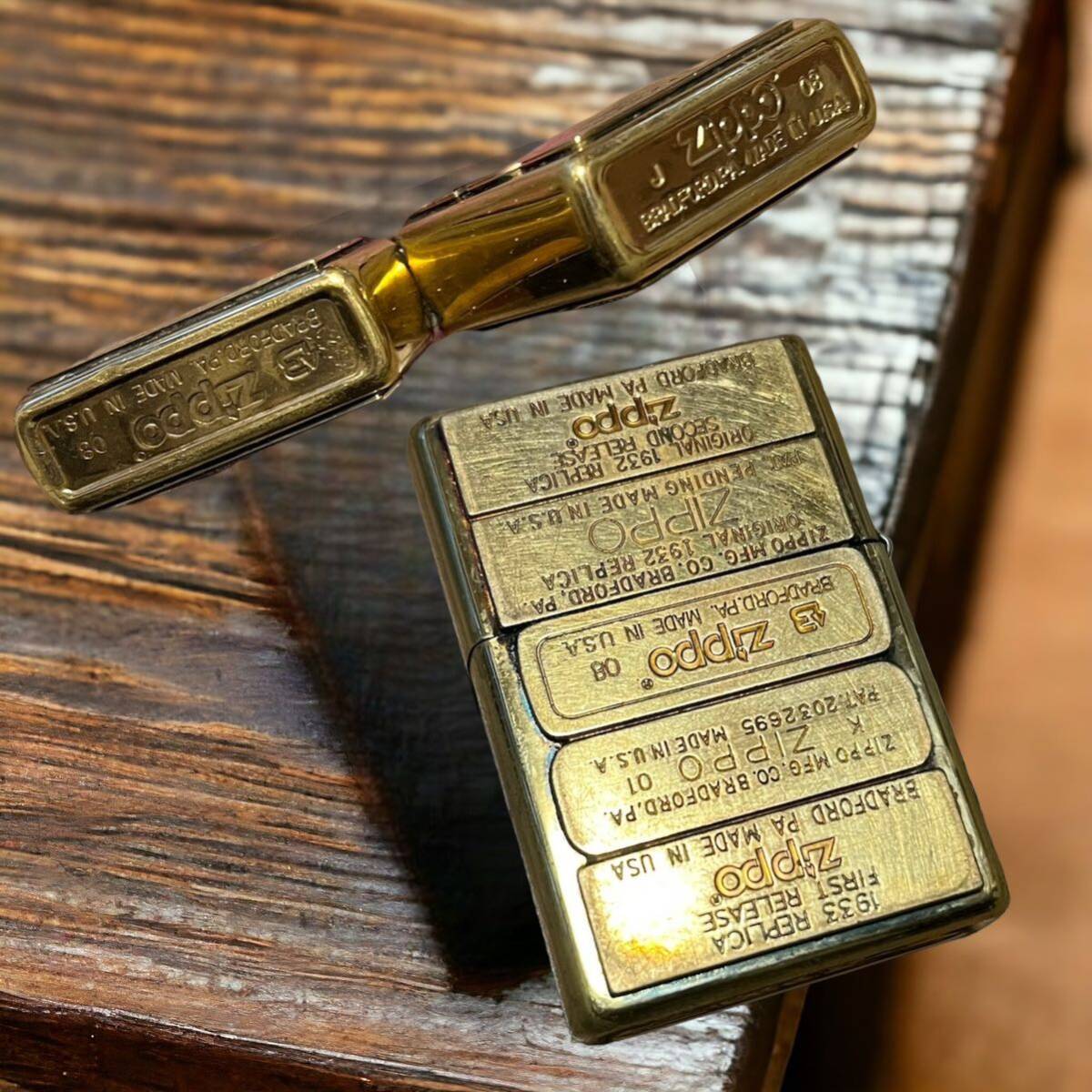 レア 両面、上下にも 歴代ボトム メタルプレート zippo_画像1