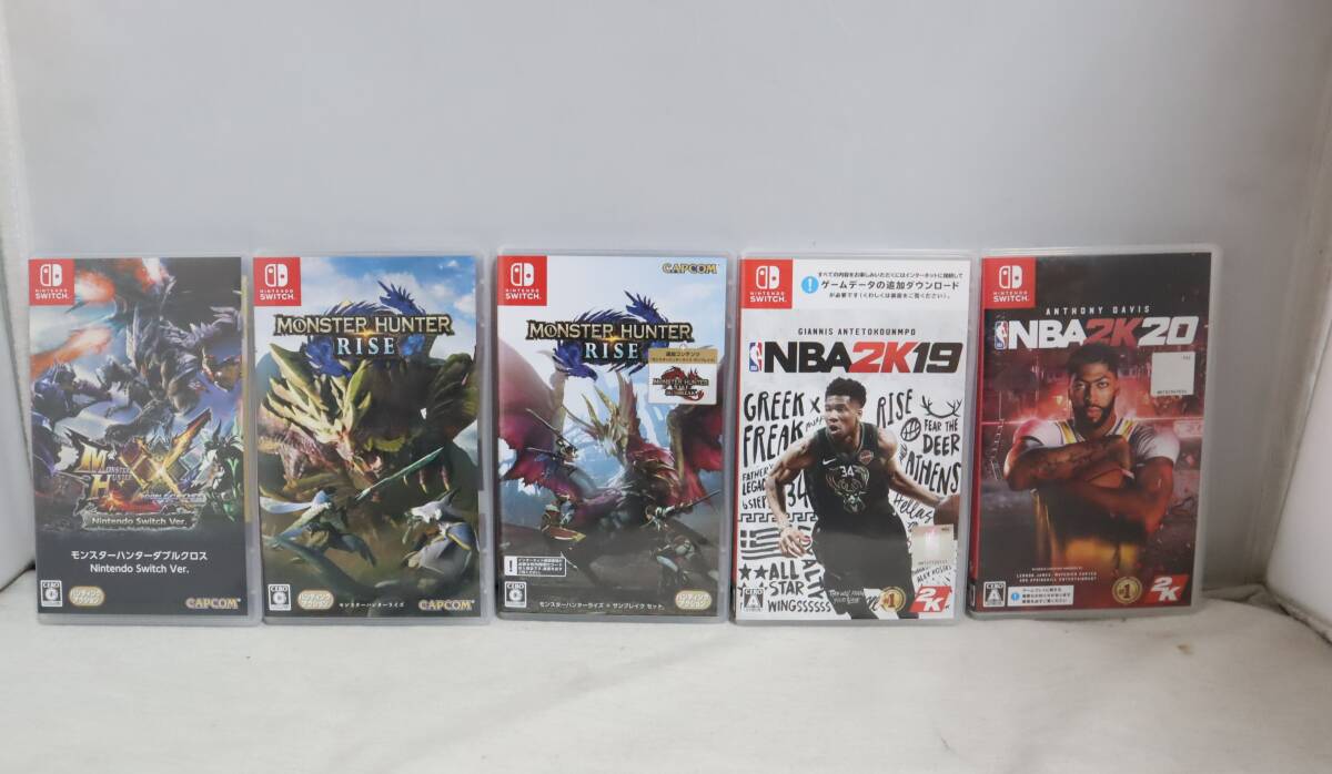 48Nintendoニンテンドー◆Switchスイッチ ソフト5本セット◆モンスターハンターXX/RISEライズ/サンブレイク セット/NBA2K19/NBA2K20_画像1