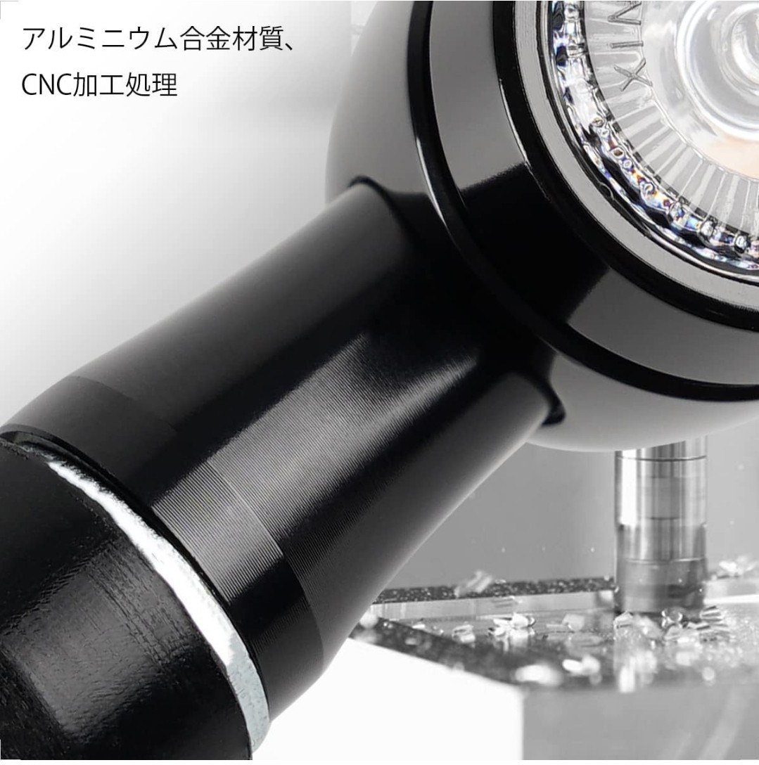 バイク ウインカー LED 小型 丸 黒 バイク用 eマーク認証 CNC 防水アルミニウム合金 IP67 方向指示器セット