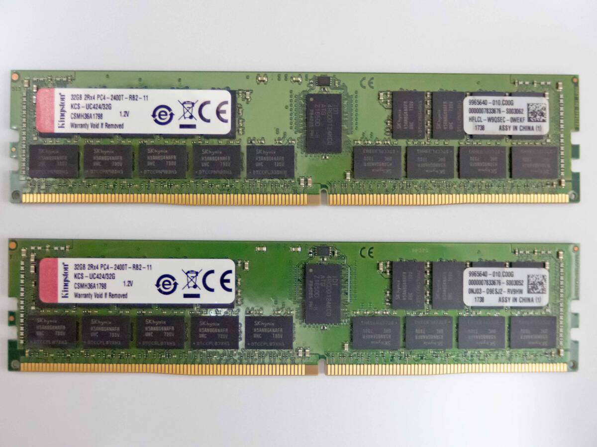 PC4-19200R DDR4 2400 ECC Registered メモリ 32GB x 2 = 64GB (Kingstone / 出品数：8セット)の画像1