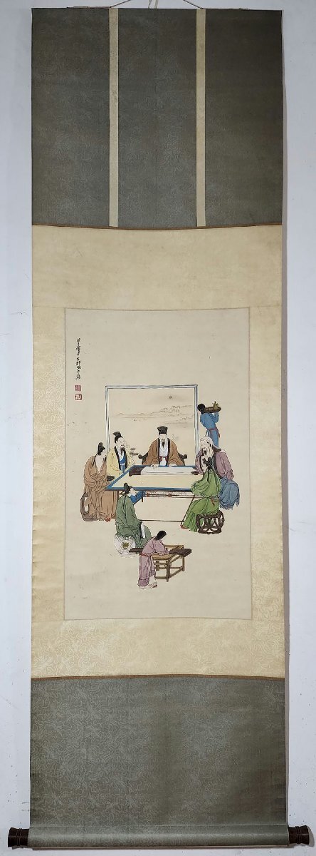 ■観心・時代旧蔵■C5887中国古書画 張大千 人物図 掛け軸 書画立軸 水墨中国画巻物 肉筆逸品 肉筆保証品_画像2