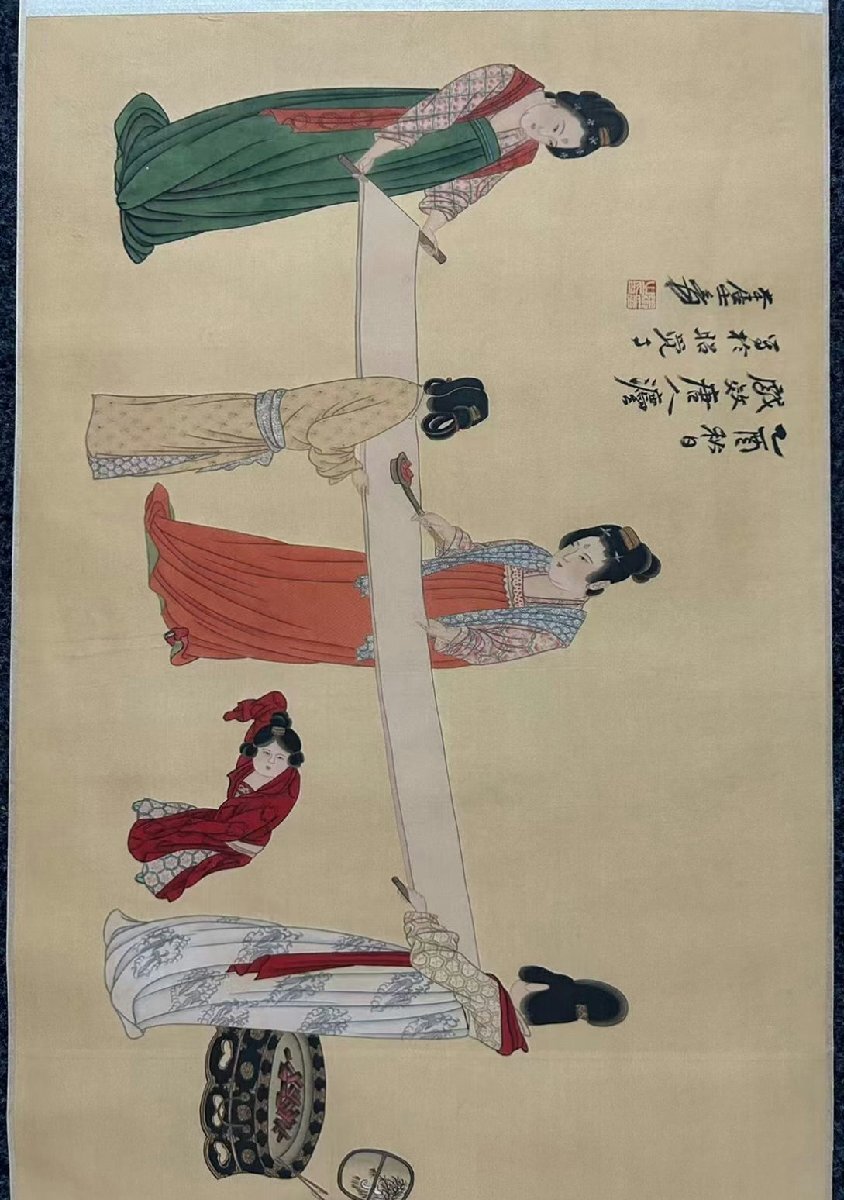 ■観心・時代旧蔵■C5639中国古書画 張大千 搗練図長卷 絹本 掛け軸 書画立軸 水墨中国画巻物 肉筆逸品 肉筆保証品_画像7