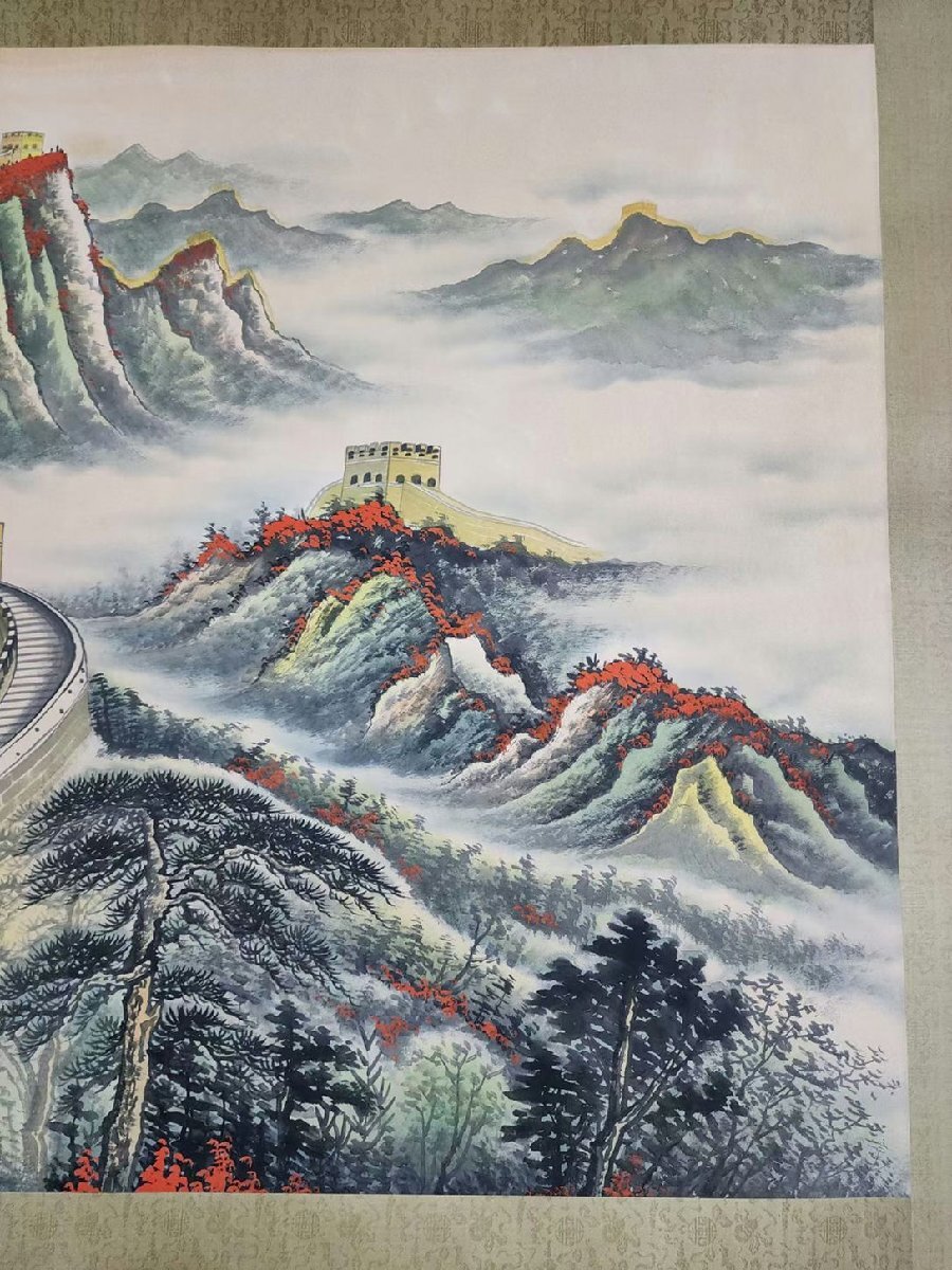 ■観心・時代旧蔵■C5660中国古書画 關山月 万里長城図鏡片 書画鏡片 水墨中国画巻物 肉筆逸品 肉筆保証品_画像8