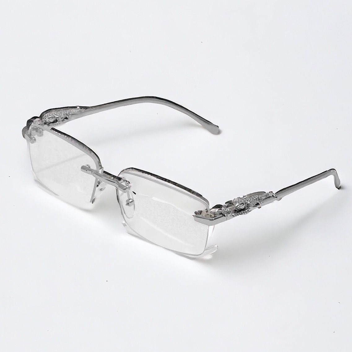 スクエア サングラス　アイウェア　リムレス　眼鏡　シルバーフレーム　Y2K