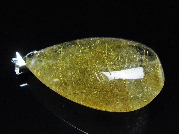 誠安◆天然石高級品プラチナ入水晶ペンダント[T86-6630]の画像1