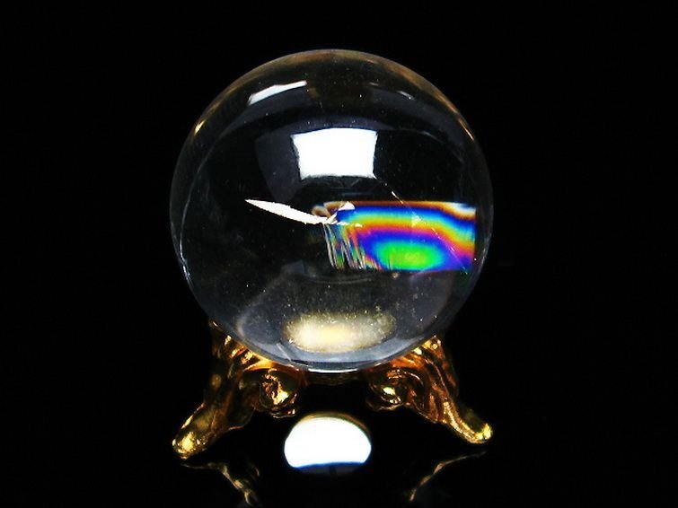 誠安◆天然石高級品虹入りヒマラヤ水晶丸玉 23mm [T294-5343]の画像3