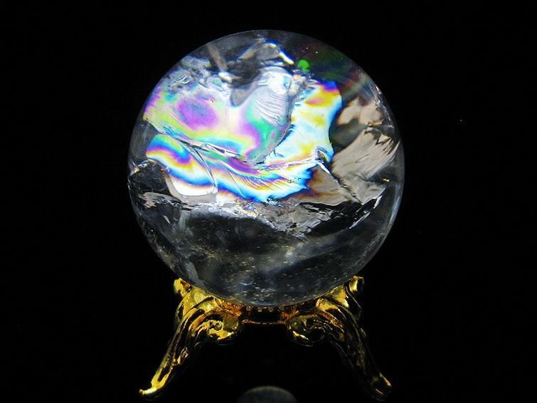 . cheap * super-rare top class super-beauty goods natural rainbow entering himalaya crystal circle sphere 25mm [T317-3985]