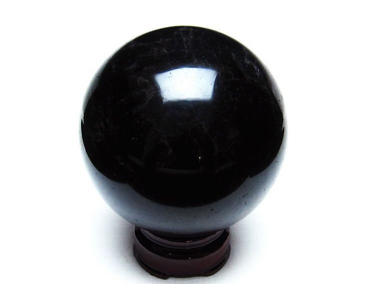 誠安◆天然石最高級品モリオン 純天然 黒水晶 丸玉 87mm [T572-9844]_画像3