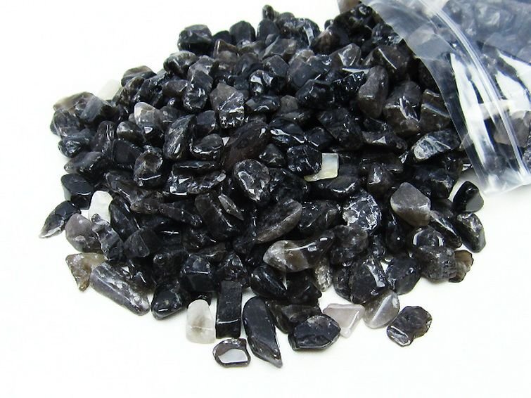 誠安◆超レア超美品AAA級天然モリオン 純天然 黒水晶 さざれサイズ：中[T717-2]_画像2