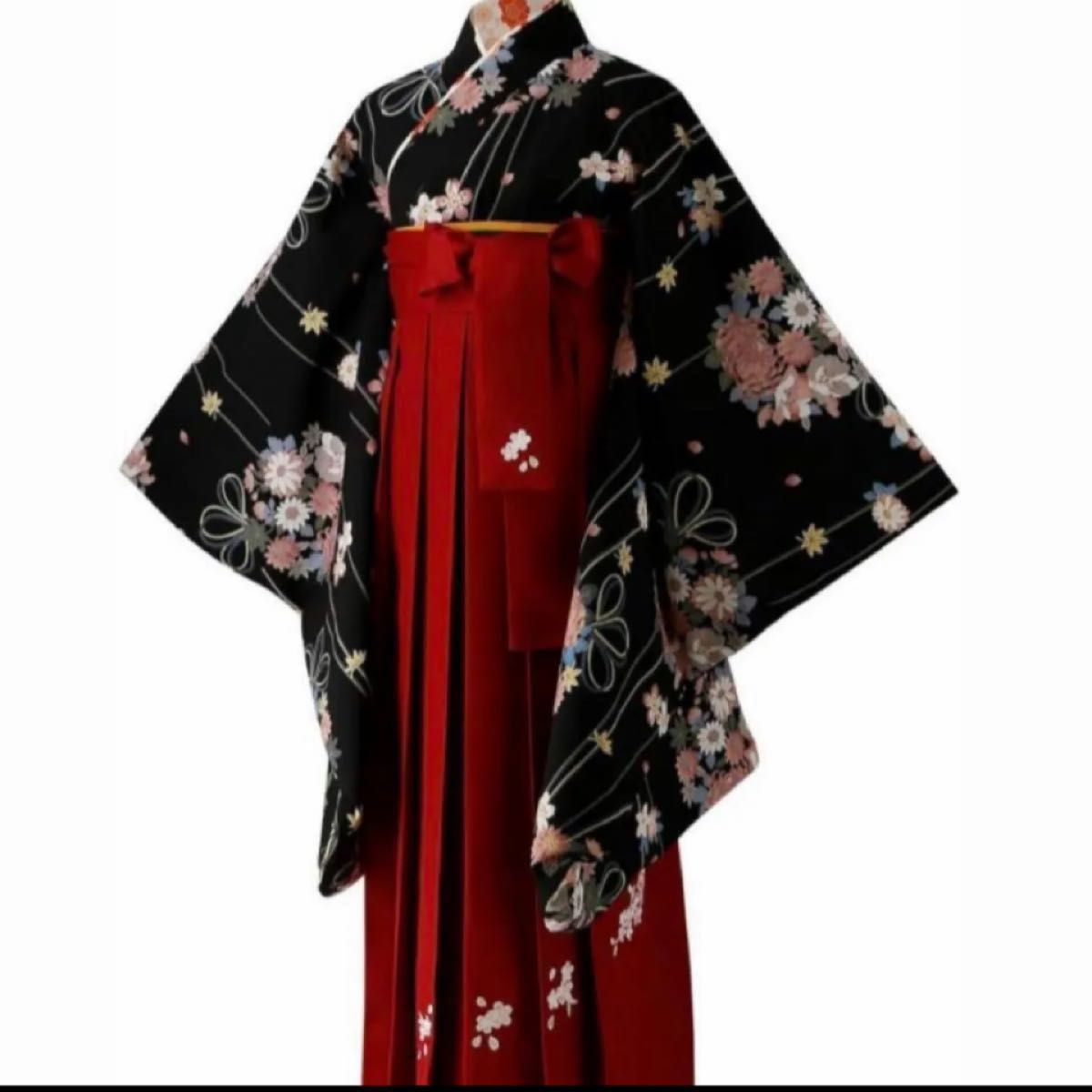 キャサリンコテージ 袴 黒着物×えんじ袴(BK) 美品 160サイズ キャサリンコテージ 袴 黒着物×えんじ袴(BK) 美品 160サイズ
