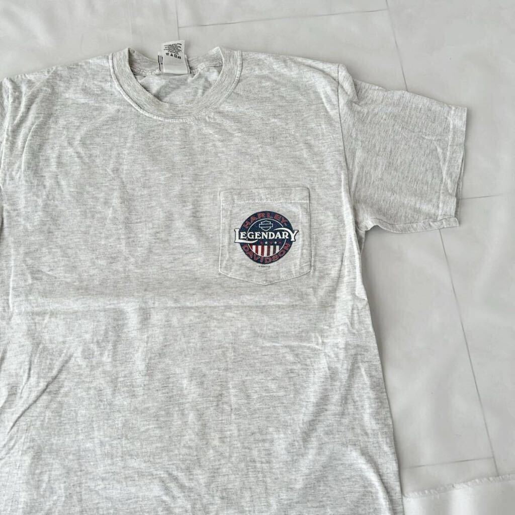 ビンテージ ハーレー ポケット Tシャツ USA製 00s 2004年製 （ HARLEY DAVIDSON バイカー バックプリント 杢グレー 霜降り 90s アメリカ製_画像4