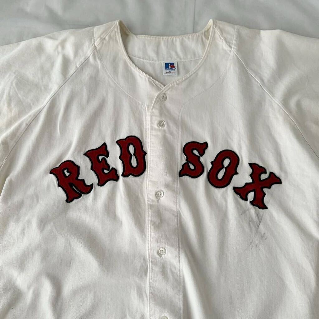 XL 80s RUSSELL ボストン RED SOX ベースボールシャツ USA製 コットン ビンテージ （ 80年代 ラッセル BOSTON レッドソックス MLB 90s 70s_画像4