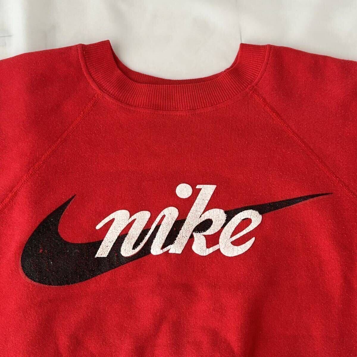 очень редкий 80s NIKE кисть регистрация body Logo красный коробка HANES USA производства тренировочный la gran Vintage ( 80 годы Nike оригинал способ машина gotsu Nike 70s vintage