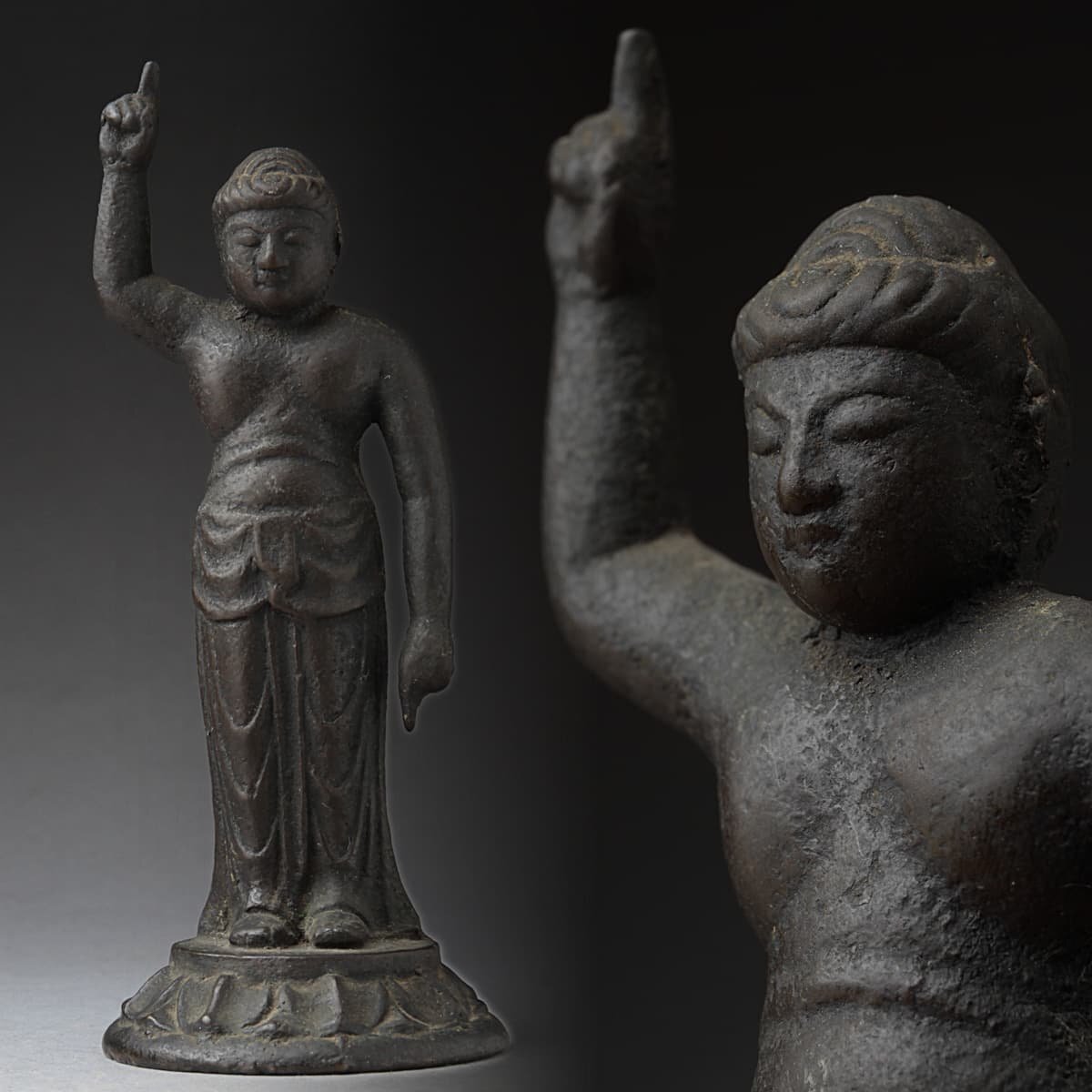 UT774 時代 銅製「誕生仏」高13.7cm 重365g・釈迦誕生仏・釋迦牟尼誕生像 天上天下唯我独尊 仏教美術_商品詳細もご覧ください