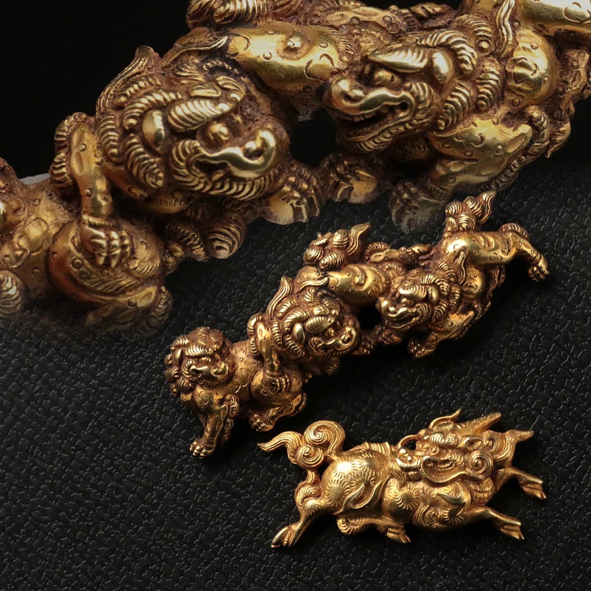 EE626 era armor sword fittings made of gold / pure gold made shape carving three pcs Tang lion /.. map gold eyes . two points collection total -ply 10g pure gold eyes .* hour price .