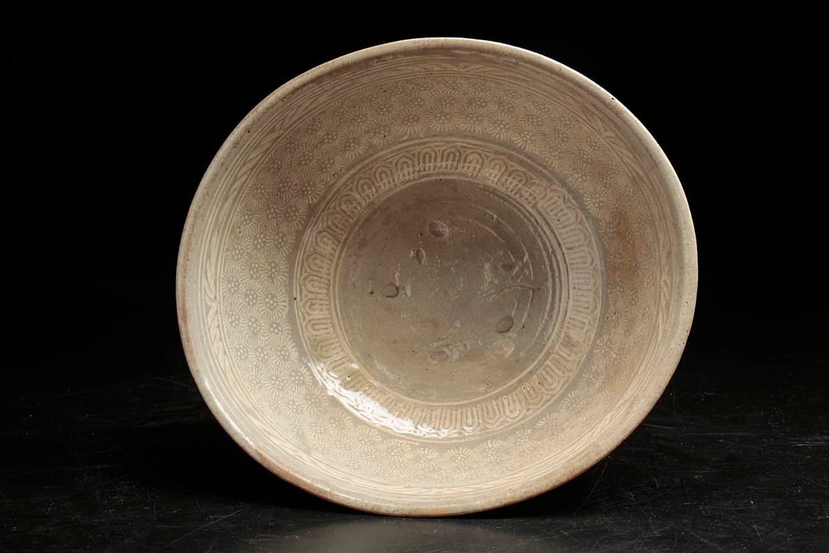 ER968 утро . старый изобразительное искусство Goryeo Mishima календарь рука чашка ширина 19.5cm -слойный 515g* Goryeo Mishima чашка * Goryeo Mishima чай . утро . старый .