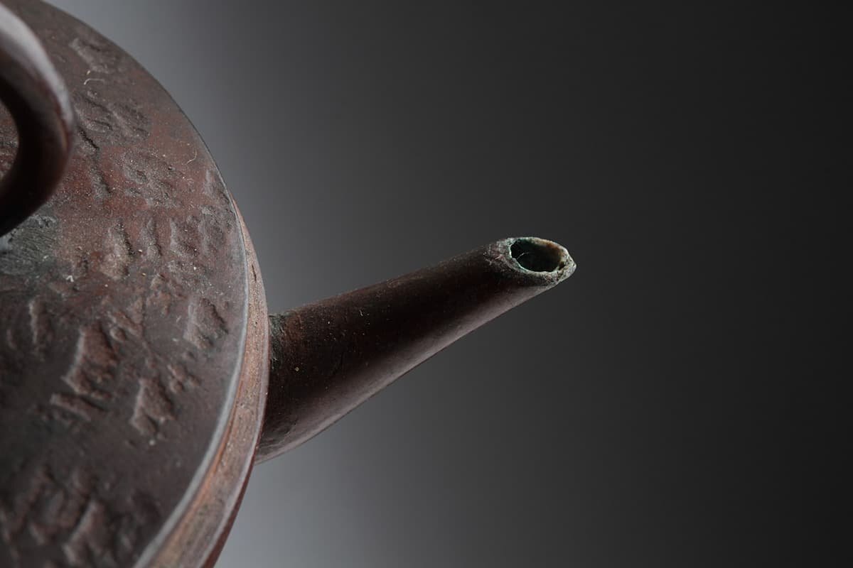 ER961 時代 銅製 砲口 提手 平水滴 幅10cm 重240g・銅水滴・銅硯水滴 書道具の画像5