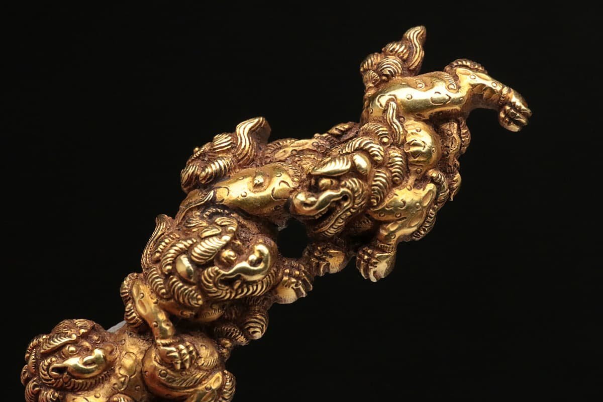 EE626 era armor sword fittings made of gold / pure gold made shape carving three pcs Tang lion /.. map gold eyes . two points collection total -ply 10g pure gold eyes .* hour price .