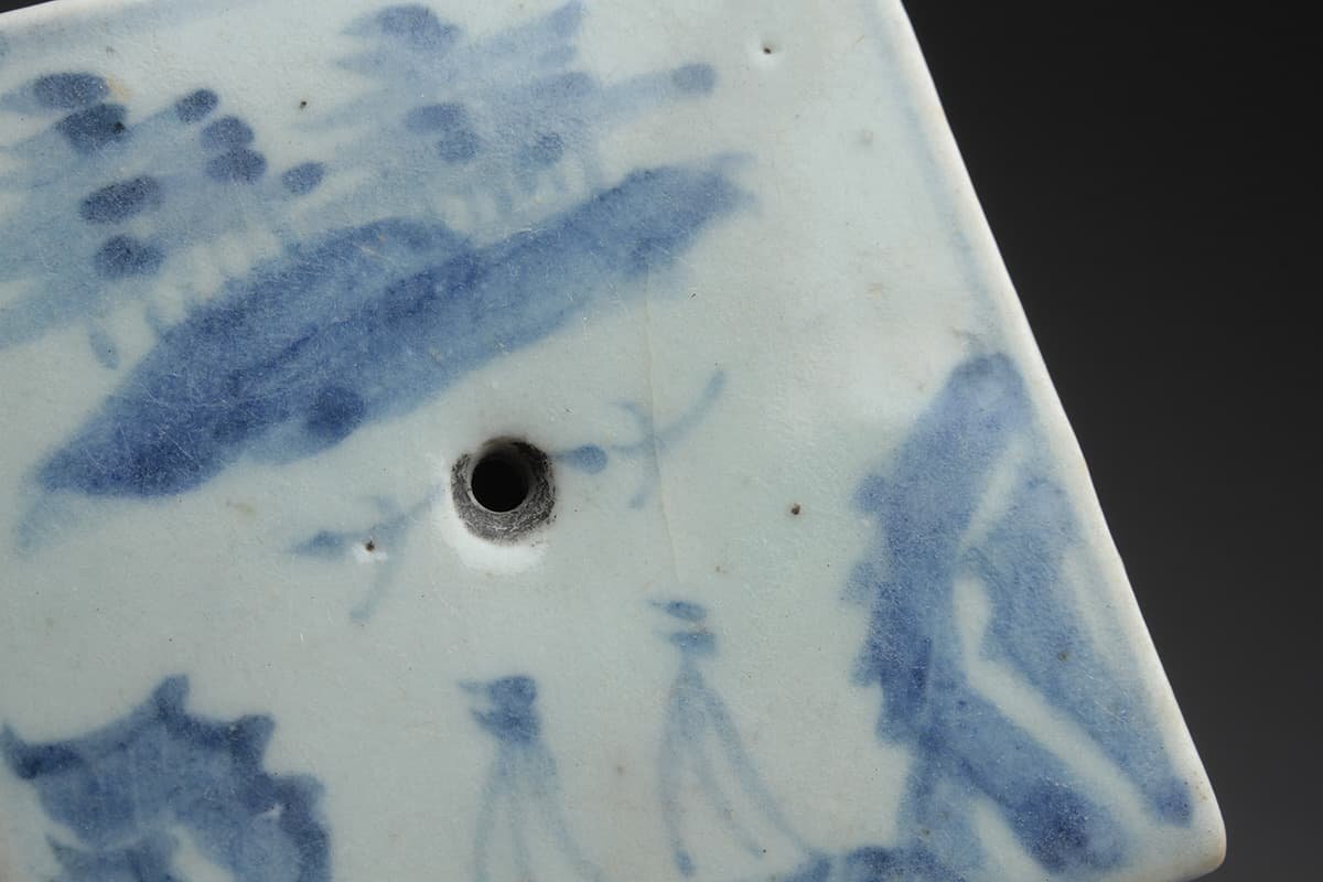 ES373 morning . old fine art Joseon Dynasty white porcelain blue and white ceramics landscape writing four person drop of water width 7.2cm -ply 232g* blue . blue and white ceramics landscape map four person drop of water * blue flower .. paper tool morning . old .