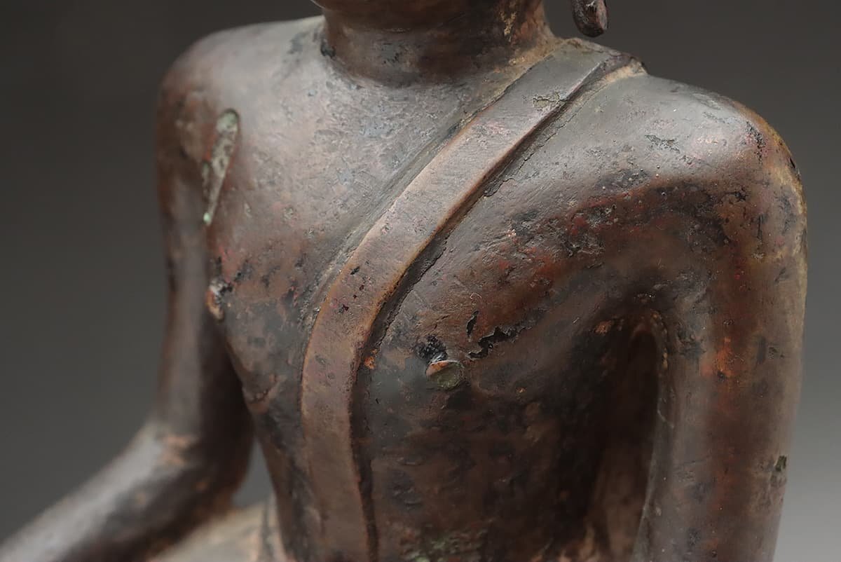 ER574 時代 古銅 釈迦如来像 高20.4cm 重1.9kg・銅釋迦牟尼佛像・古仏・釋迦牟尼銅佛 仏教美術の画像7