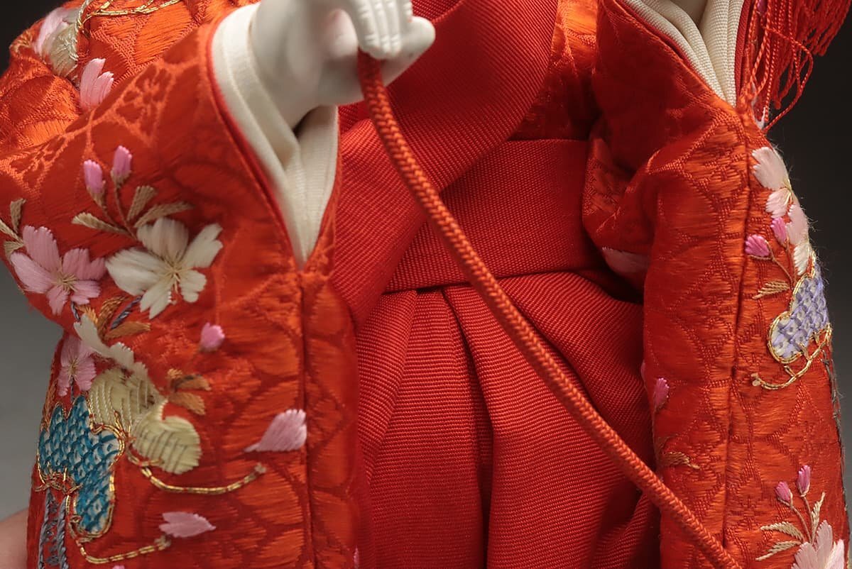 ZL967 era thing [ Kyoto circle flat large tree flat warehouse work ] Japanese doll [.. doll ] ornament height 24.3cm*[. woman * dog. walk ]