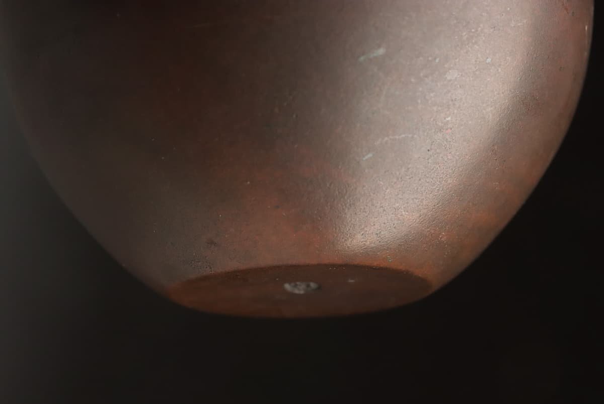 ES481 [. on dragon . work ]. copper . Tang . obi writing circle vase height 9.2cm -ply 420g* small vase * flower go in * flower raw 