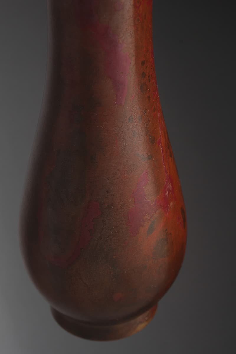 ES434 【原益夫 作】鋳斑紫銅花瓶 高30.2cm 重1.1kg 共箱附・鋳紫斑銅花入・花生の画像7