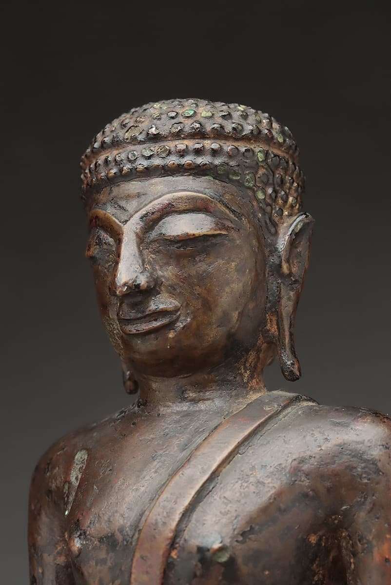 ER574 時代 古銅 釈迦如来像 高20.4cm 重1.9kg・銅釋迦牟尼佛像・古仏・釋迦牟尼銅佛 仏教美術_商品詳細もご覧ください