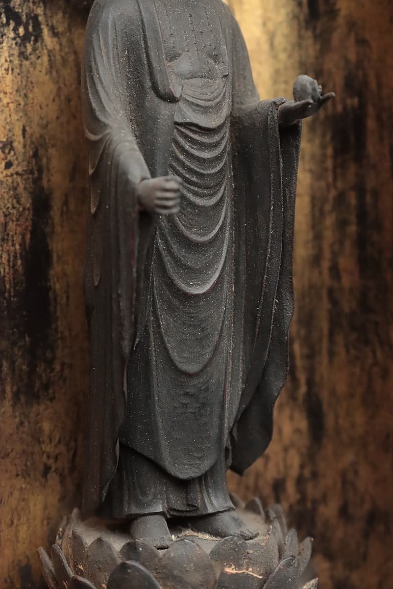 ES518 時代 仏教美術 木造「地蔵菩薩立像」全高20.7cm/仏高17cm 厨子仏・木雕地藏王菩薩像・仏像 佛像_商品詳細もご覧ください