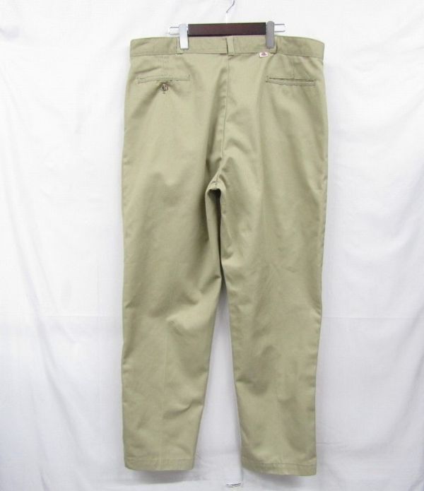 ★USA製★ 80s サイズ W40 L32 Dickies ワーク パンツ チビタグ チノパン ベージュ 2タック ディッキーズ 古着 ビンテージ 4M0610の画像2