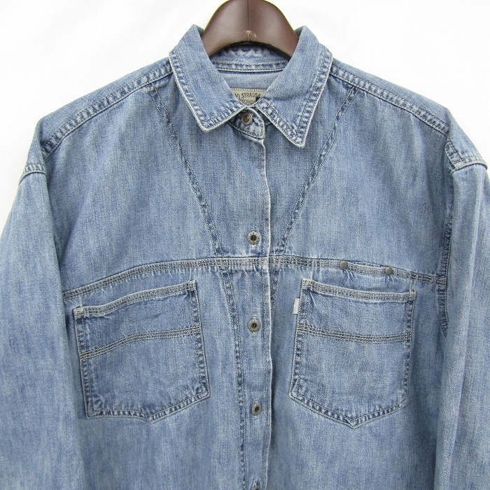 サイズ L Levi's Silver Tab 長袖 デニム シャツ 2ポケット ライト ブルー リーバイス シルバー タブ 古着 ビンテージ 4M1205_画像2