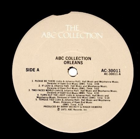 USプレスLP！ Orleans / S.T. 76年【ABC Records / AC-30011】 オーリアンズ ジョン・ホール It All Comes Back Again Please Be There_画像2