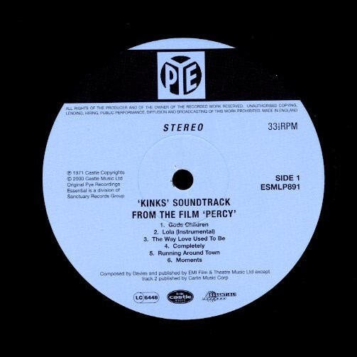 2000年 UKプレスLP！The Kinks / Percy【Essential! / ESM LP 891】キンクス サントラ 映画「パーシー」コメディ ロック Ray Davies_画像2