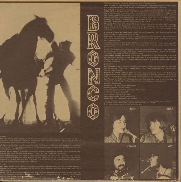 米オリジLP！Bronco / S.T. 1977年 Earthwood EW-131 ブロンコ フォーク カントリー・ロック Country Folk Copper Kettle 収録 Bob Dylan_画像3