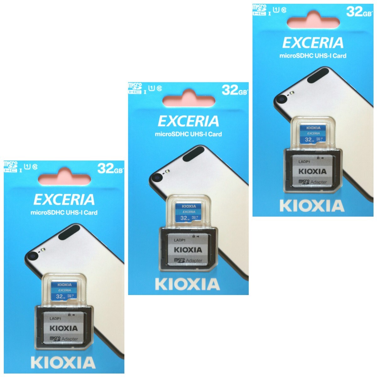 3枚セット　アダプタ付 キオクシア 東芝 32GB　マイクロSDカード_画像1