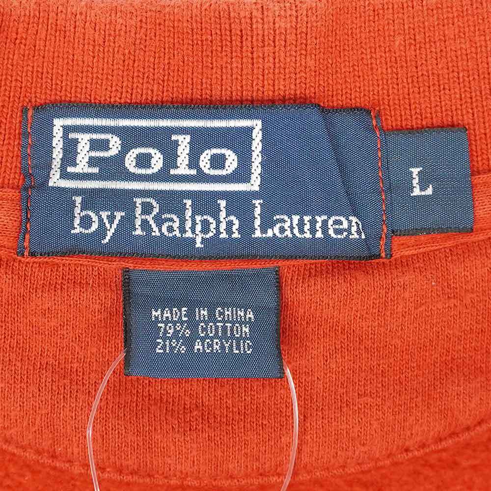 ポロラルフローレン POLO RALPH LAUREN 90s 00s スウェット ポロシャツ 長袖 ロゴ 刺繍 ワンポイント 古着 (-1873) オレンジ L_画像2