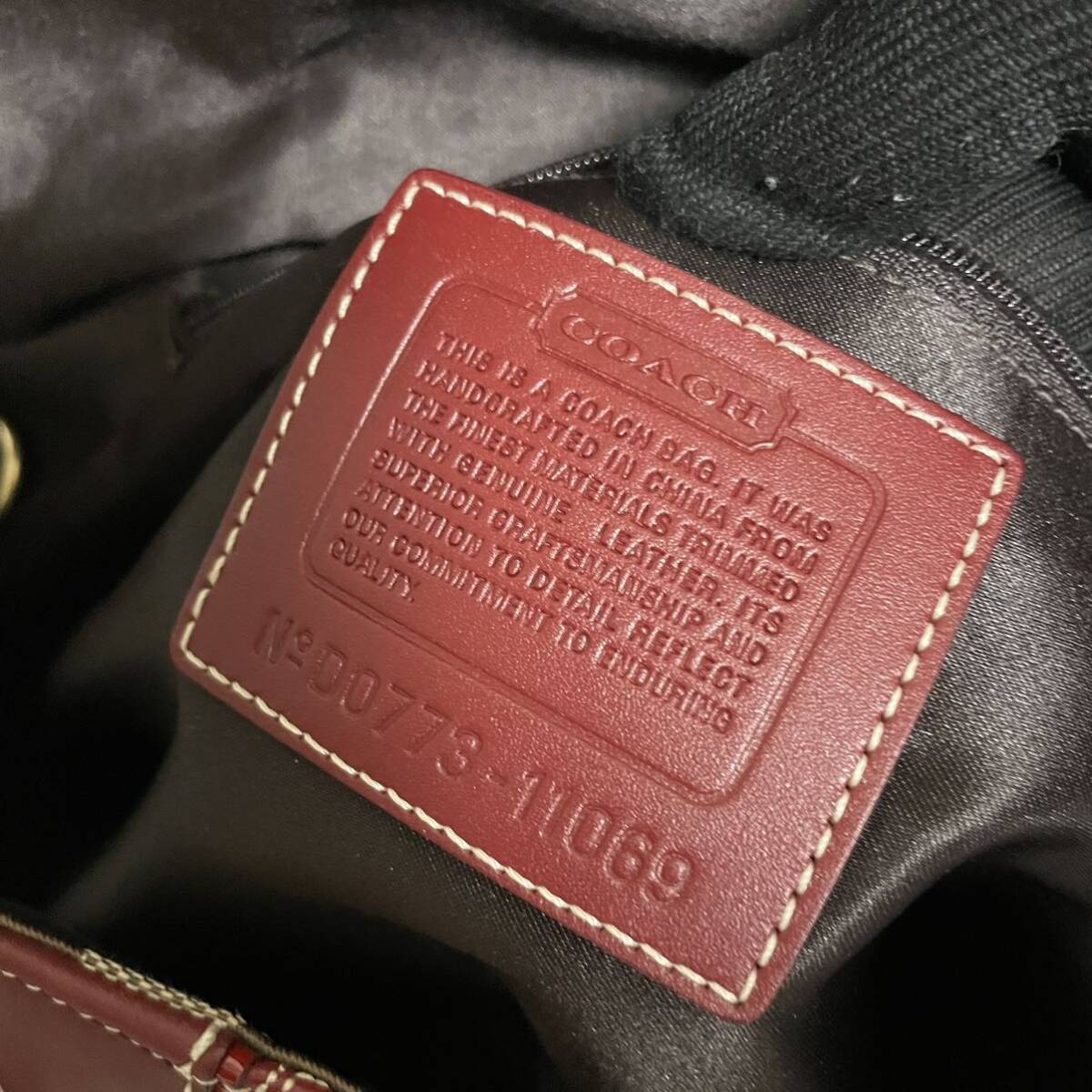 1円スタート！ 未使用保管品 COACH コーチ シグネチャー キャンバス レザー トートバッグ ショルダーバッグ レッド系 レディース _画像10