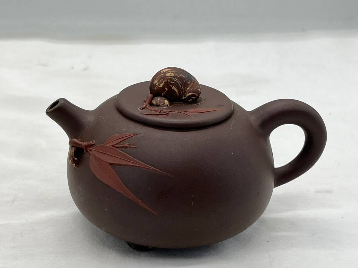 mi9044060/中国 急須 在銘 竹彫 たけのこ 煎茶道具 中国茶器 筍 古美術_画像6