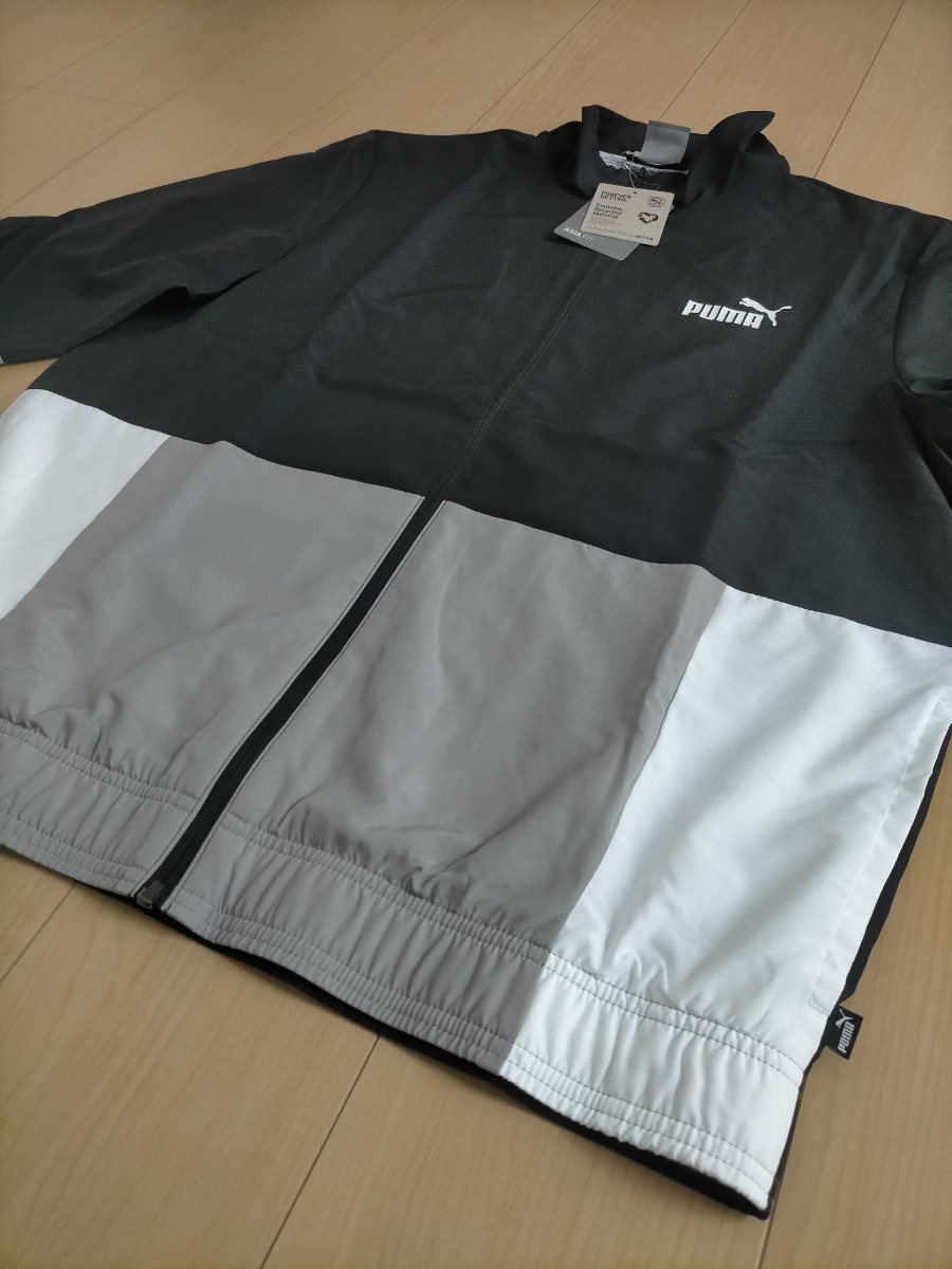 新品 PUMA プーマ メンズ ウーブン トラックスーツ上下 セットアップ XL ブラック×グレー×ホワイト 678442 01 ★ウインドブレーカー_画像4