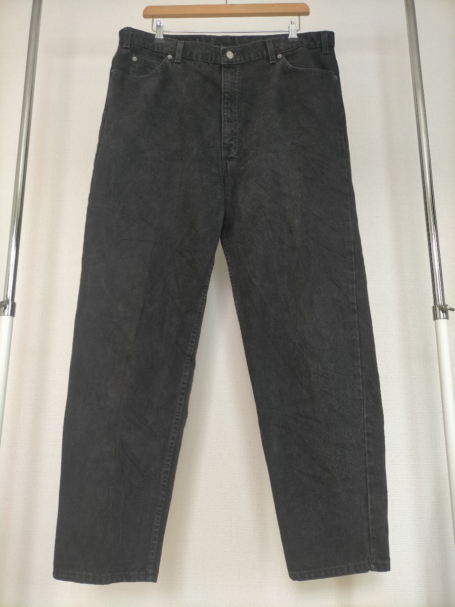  beautiful goods big size 90s USA made Vintage 96 year Levi\'s550 Levi's relax Fit super black Denim pants W42L32 *501505