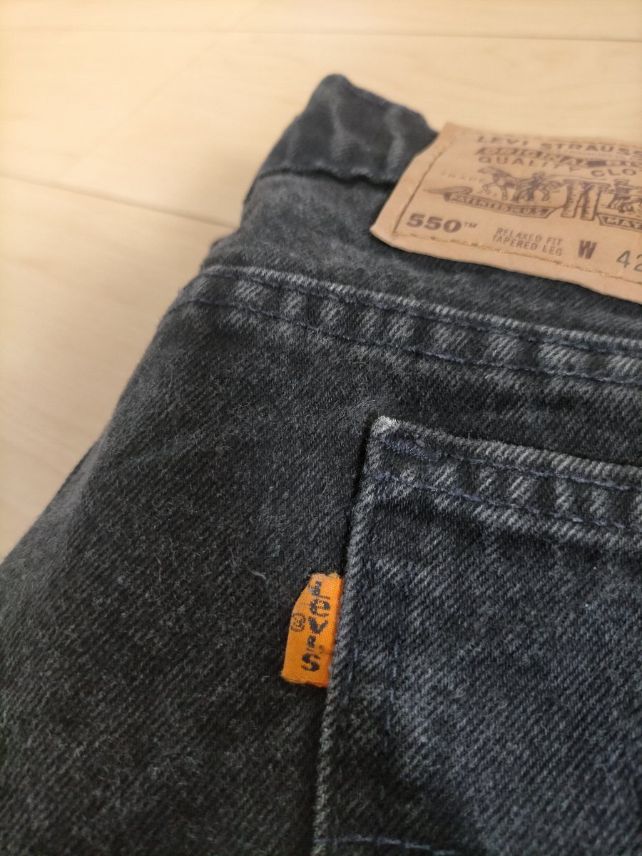  beautiful goods big size 90s USA made Vintage 96 year Levi\'s550 Levi's relax Fit super black Denim pants W42L32 *501505