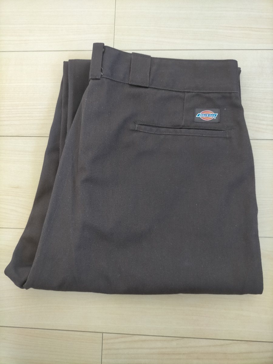 90s USA製 ビンテージ Dickies ディッキーズ TALONジッパー 874 ワークパンツ W36L34 ブラウン ★80sワーク古着_画像1