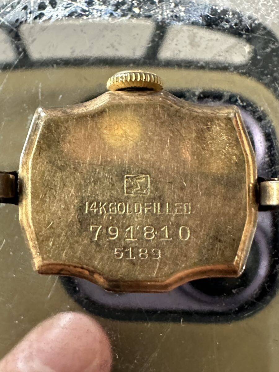  супер-скидка прекрасный товар золотой Gold 14 золотой механический завод наручные часы античный Vintage Junk 