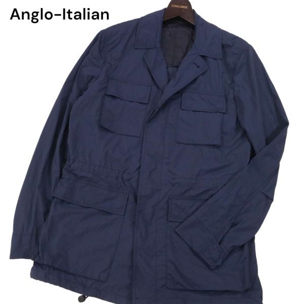 イタリア製★ ANGLO ITALIAN アングロイタリアン 通年★ フィールド サファリ ジャケット Sz.44　メンズ ネイビー　I4T01603_5#O_画像1