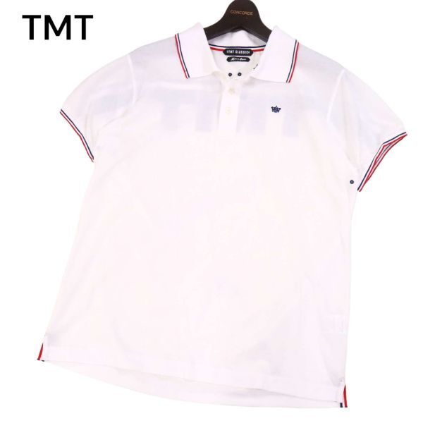 美品 20SS★ TMT CLASSIC ティーエムティー 春夏 バック ロゴ★ 半袖 ストレッチ ポロシャツ Sz.XL　メンズ ゴルフ 日本製　I4T01599_5#A_画像2