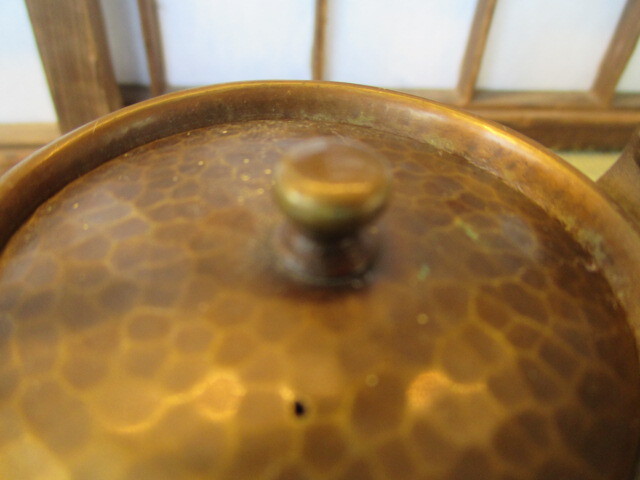《和》銅製 小型 急須（打ち出し） 水注 湯沸・茶筒（竹柄）の画像4