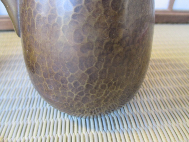 《和》銅製 小型 急須（打ち出し） 水注 湯沸・茶筒（竹柄）の画像3