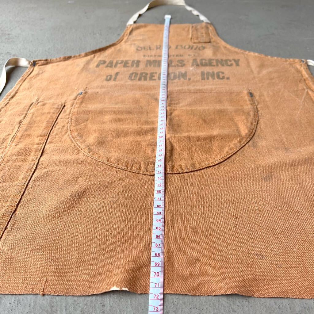 50s Vintage Work apron Apron interior America miscellaneous goods antique USA small of the back volume unbleached cloth canvas cotton Vintage LUMBER Duck ground 